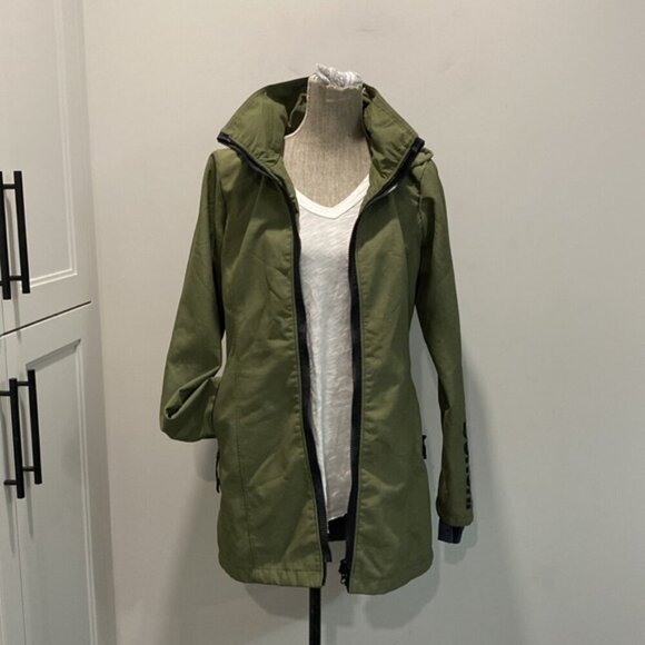 Bench Green Softshell Hooded Long Coat Size large - Picture 2 of 16